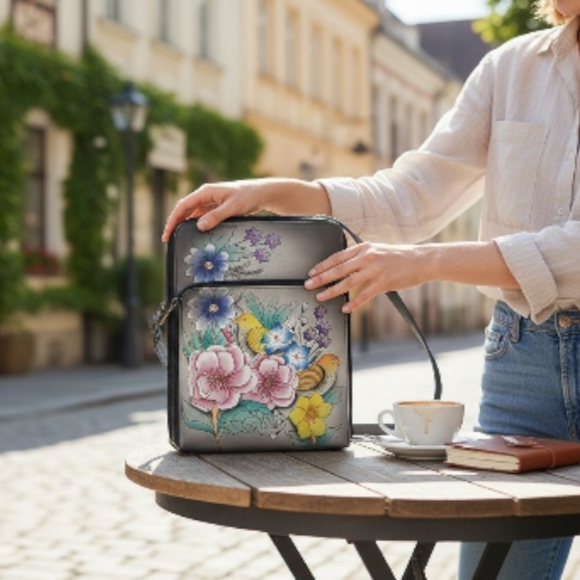Anuschka Hand Painted Leather Crossbody Bag - Picture 2 of 9